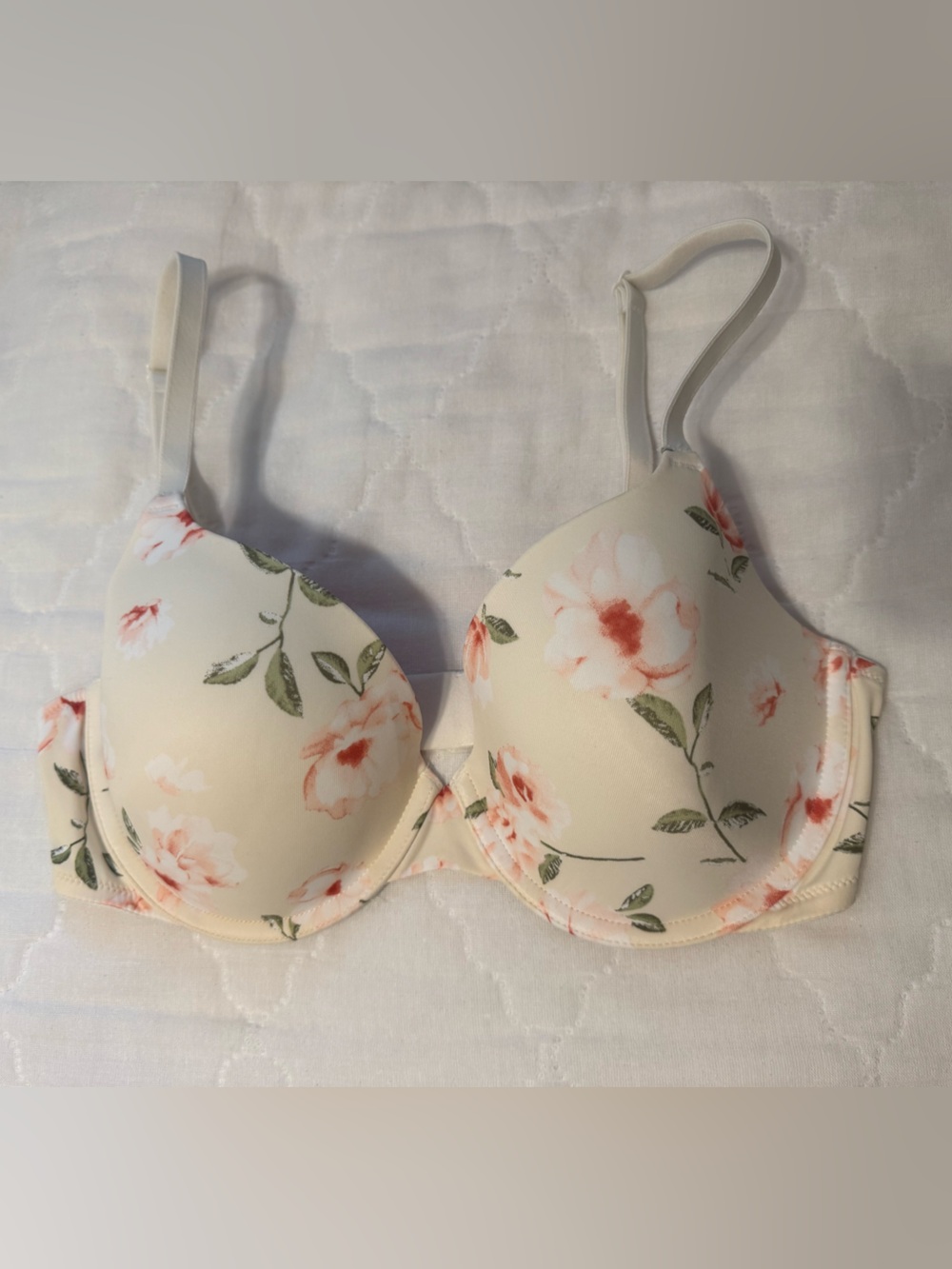 Victoria's Secret PINK Bra Cream with Pink Floral Print